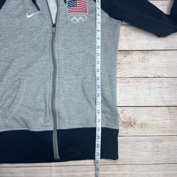 Nike Therma-Fit Team USA Olympic Full Zip Hoodie Size XS Gray Navy Fleece Lined - Picture 7 of 11